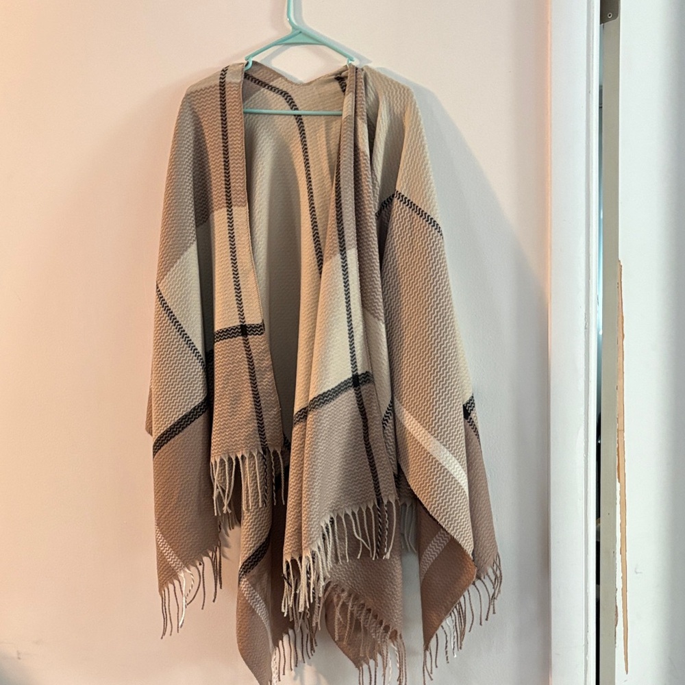 Plaid Fringe Shawl